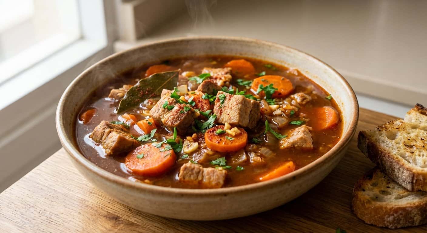 Sopa de Cerdo al Ajillo con Zanahoria