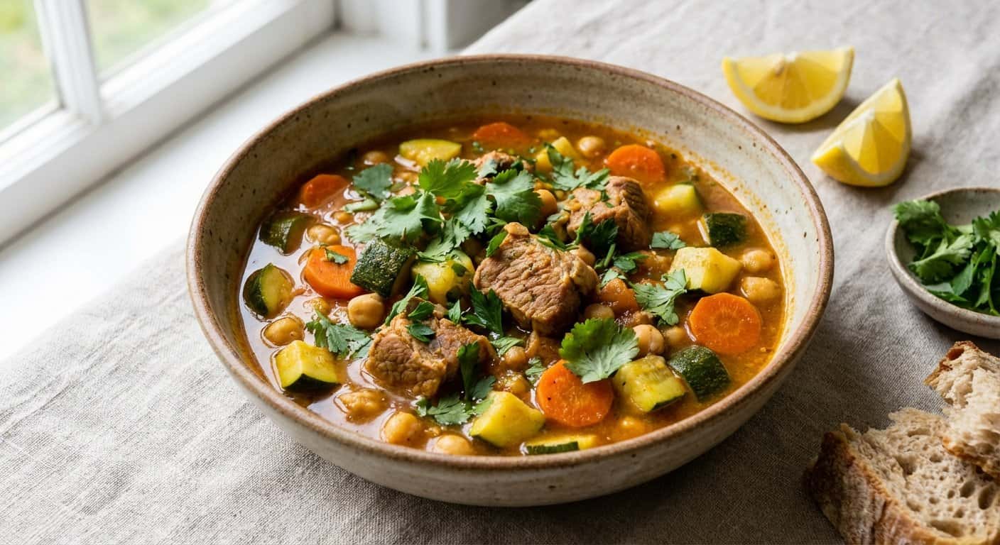 Sopa de Cerdo Marroquí con Calabacín