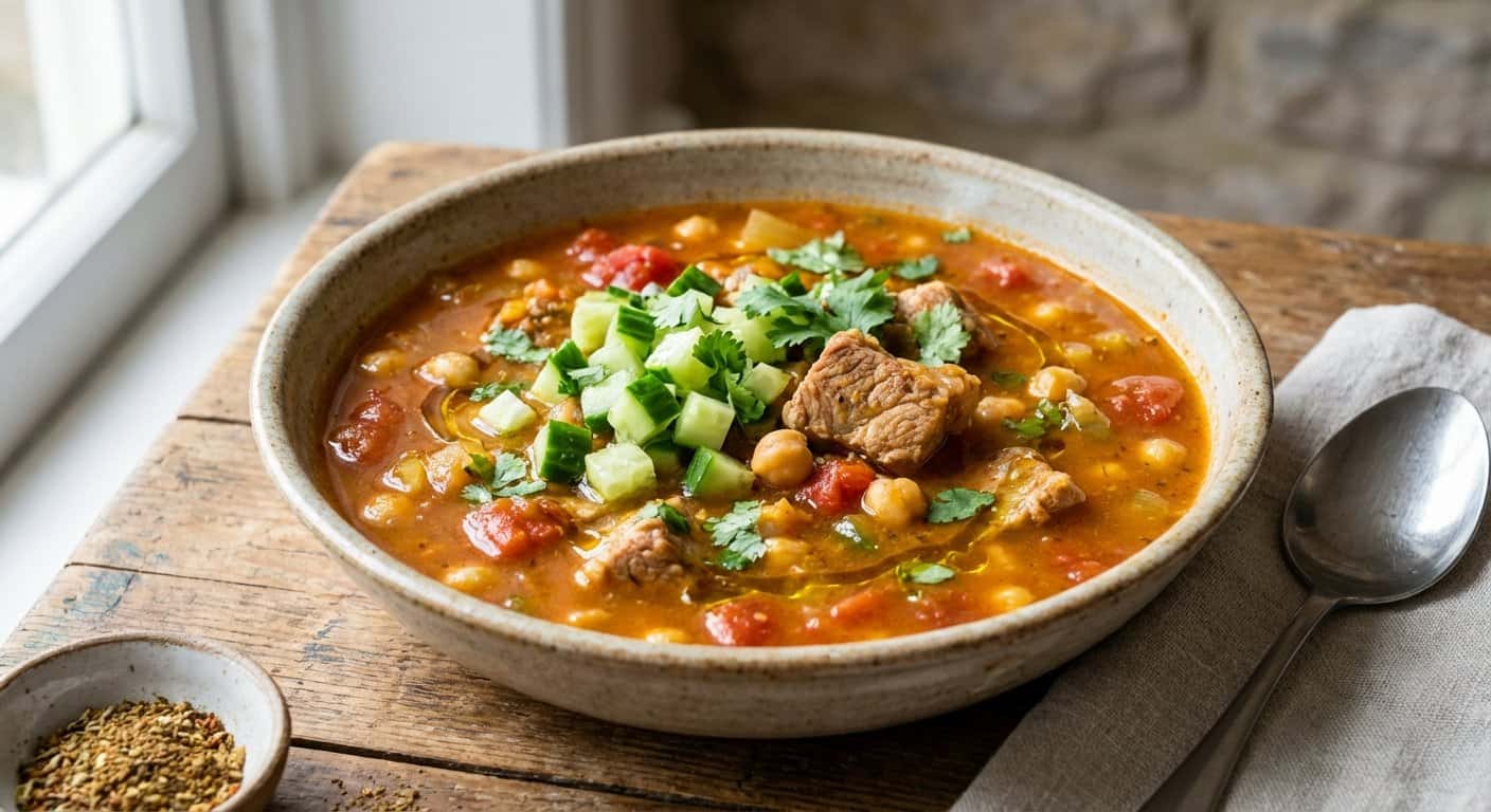 Sopa de Cerdo Marroquí con Pepino