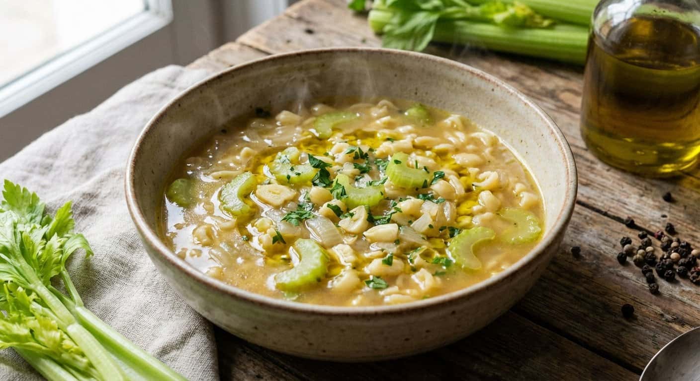 Sopa de Pasta con Apio y Caldo Vegetal