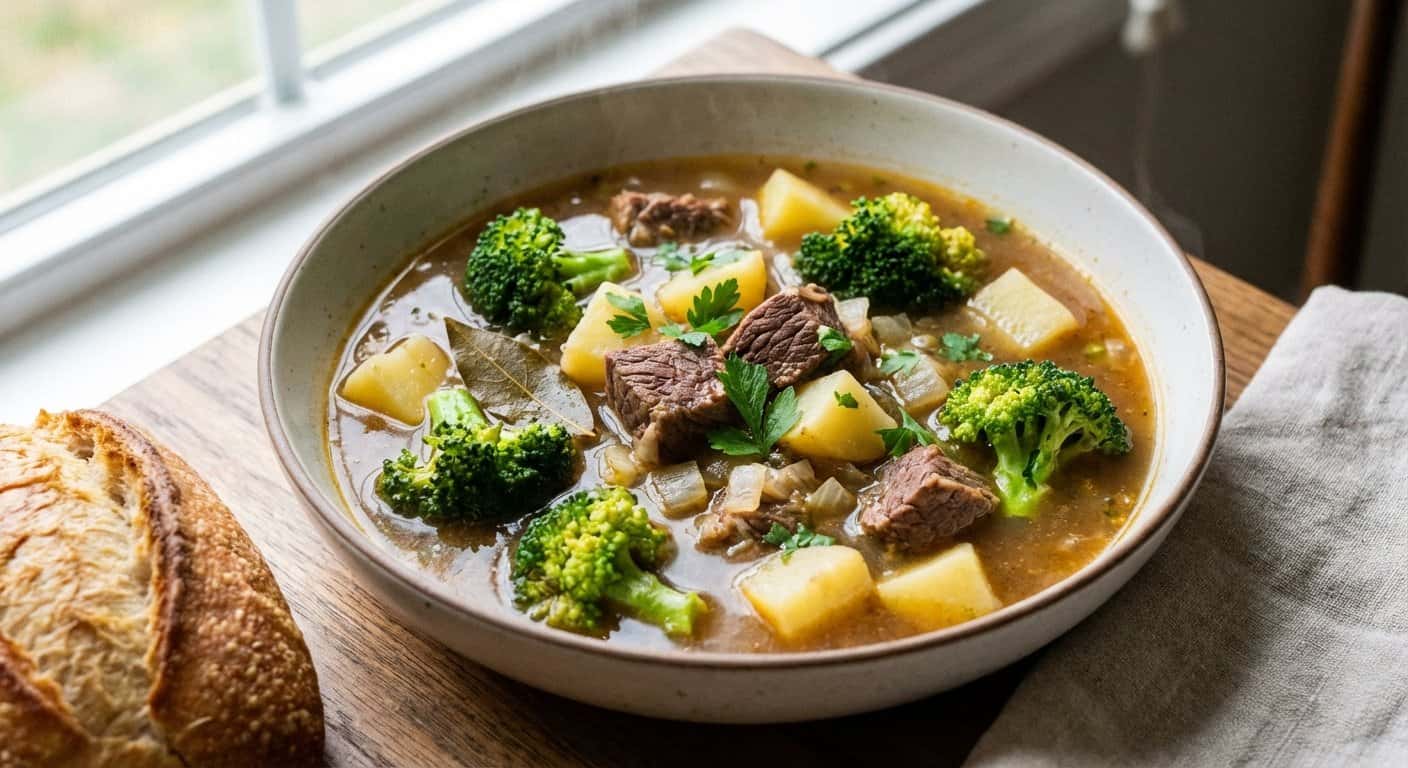 Sopa de Ternera con Brócoli y Patata Cocida