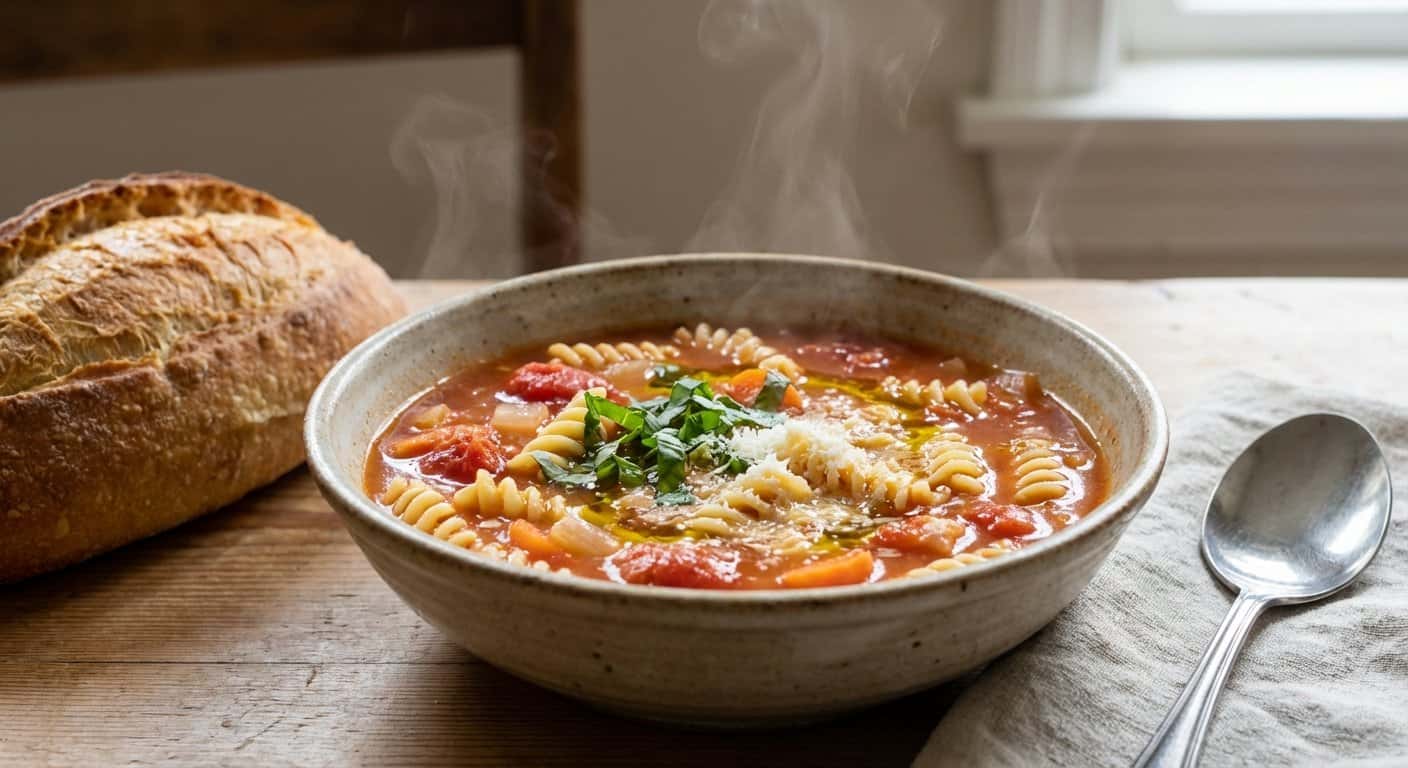 Sopa Ligera de Pasta con Tomate