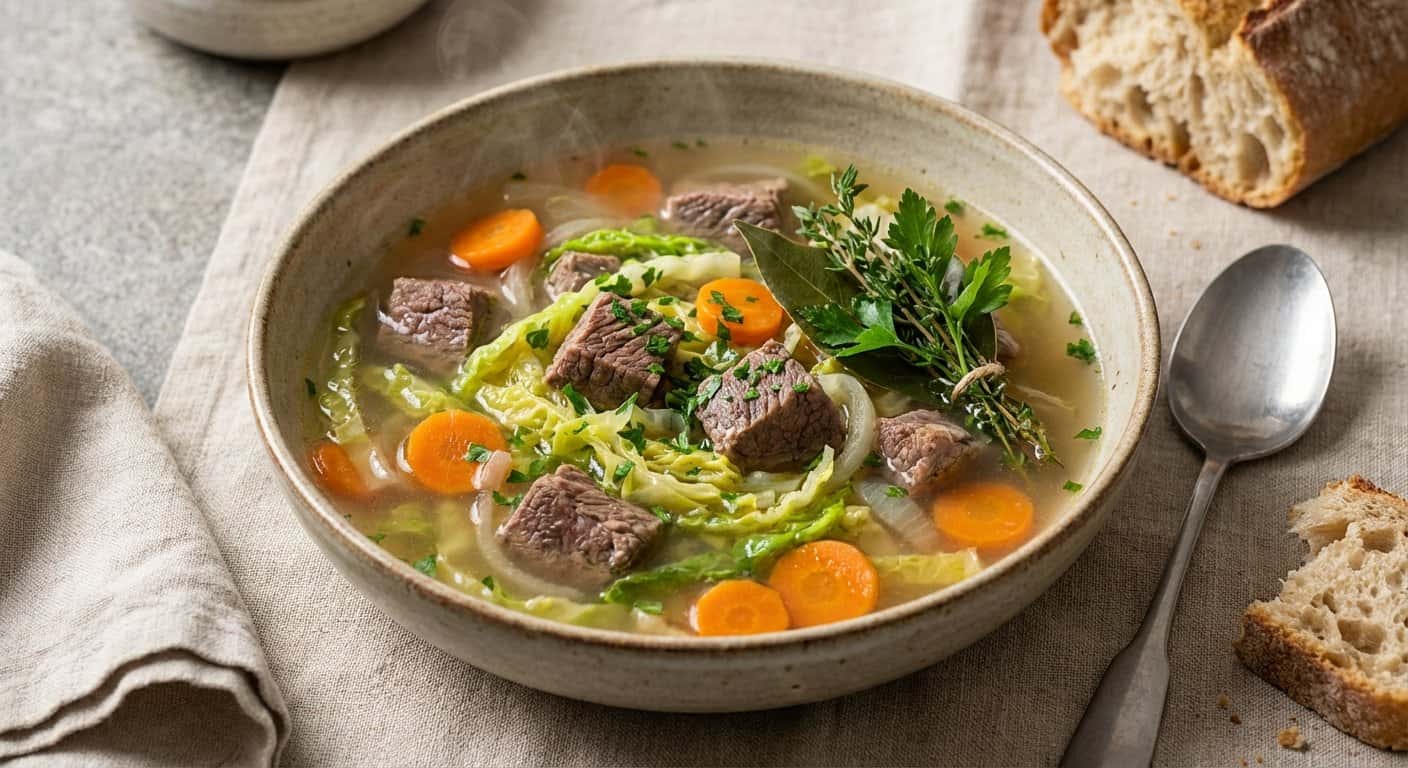 Sopa Ligera de Ternera con Repollo