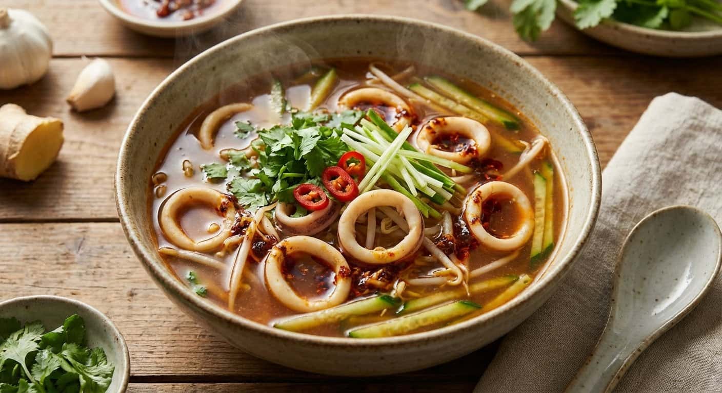 Sopa Yunnan de Calamar con Pepino