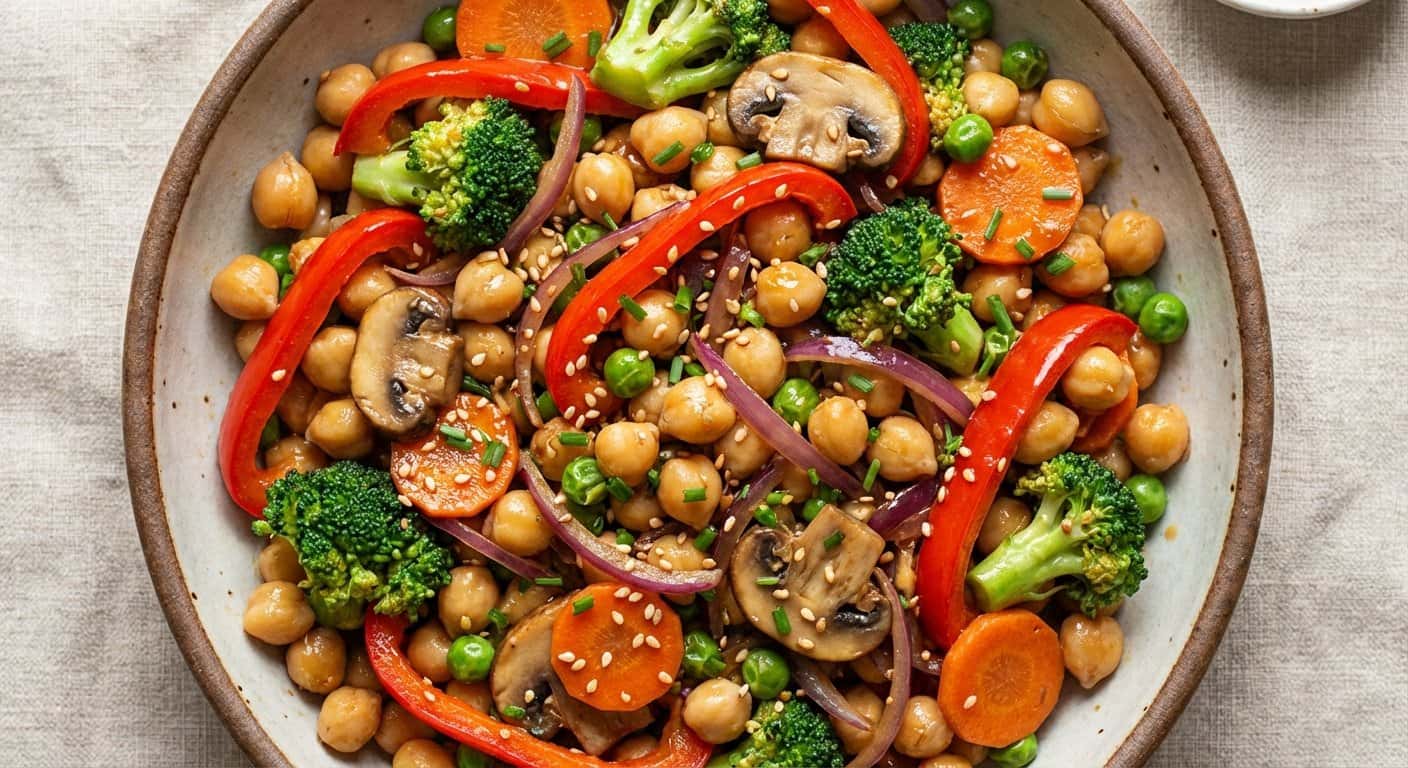 Stir-fry de Garbanzos con Verduras