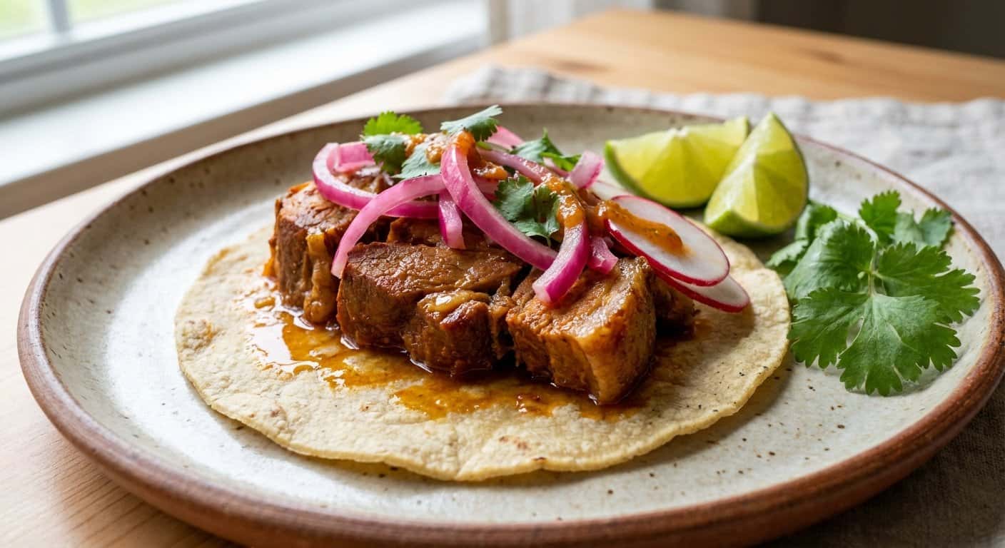 Taco de Cochinita Confitada con Cebolla Morada