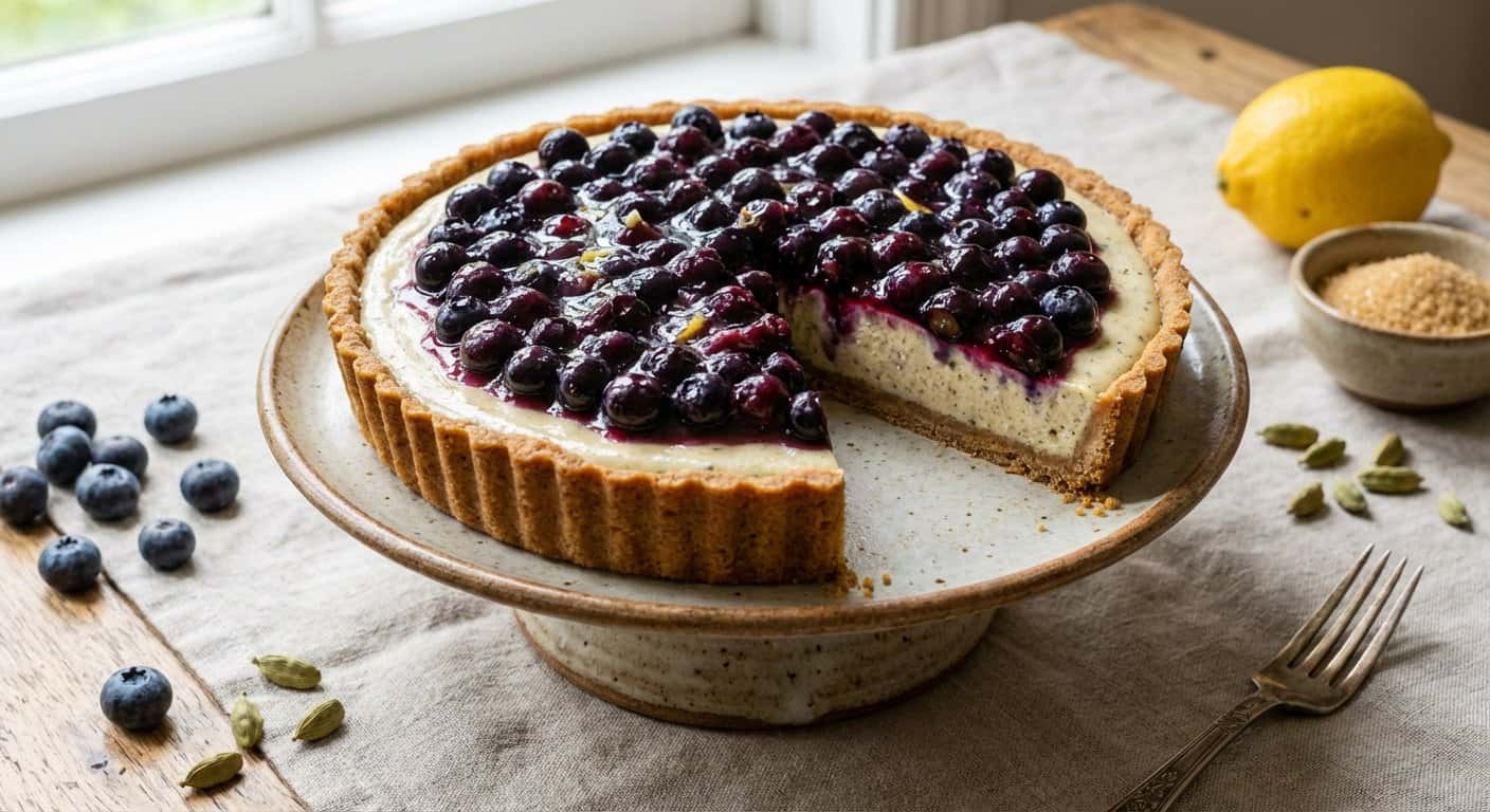 Tarta de Arándanos y Cardamomo