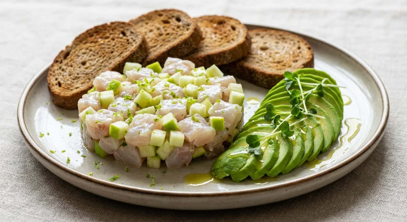 Tartar de Lubina con Manzana Verde y Lima