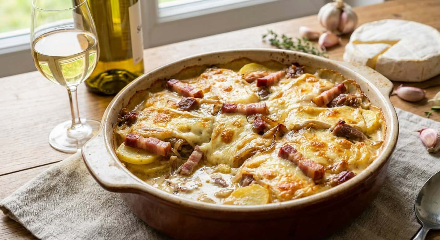 Tartiflette del Sudoeste con Vino Blanco