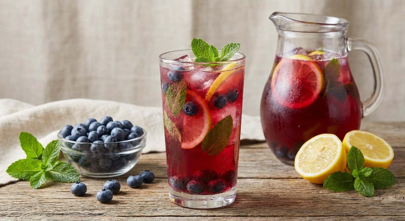 Té Frío de Menta y Arándanos