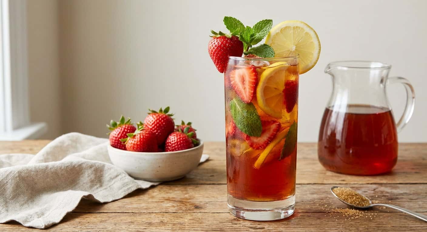 Té Frío de Té Negro y Fresa