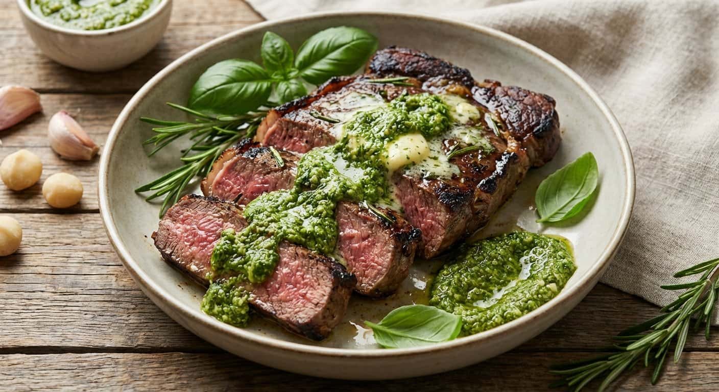 Ternera con Mantequilla y Hierbas con Pesto Keto