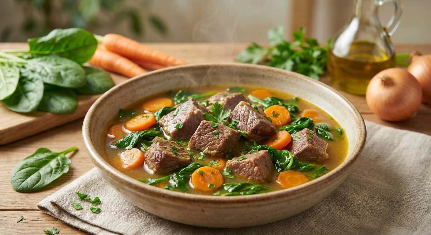 Ternera Guisada Ligera con Espinacas y Perejil