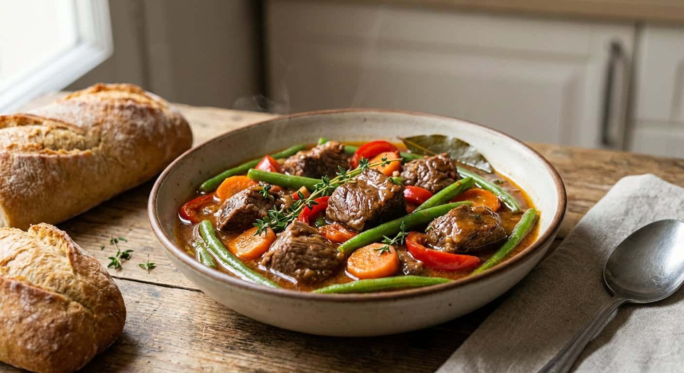 Ternera Guisada Ligera con Judías Verdes y Tomillo