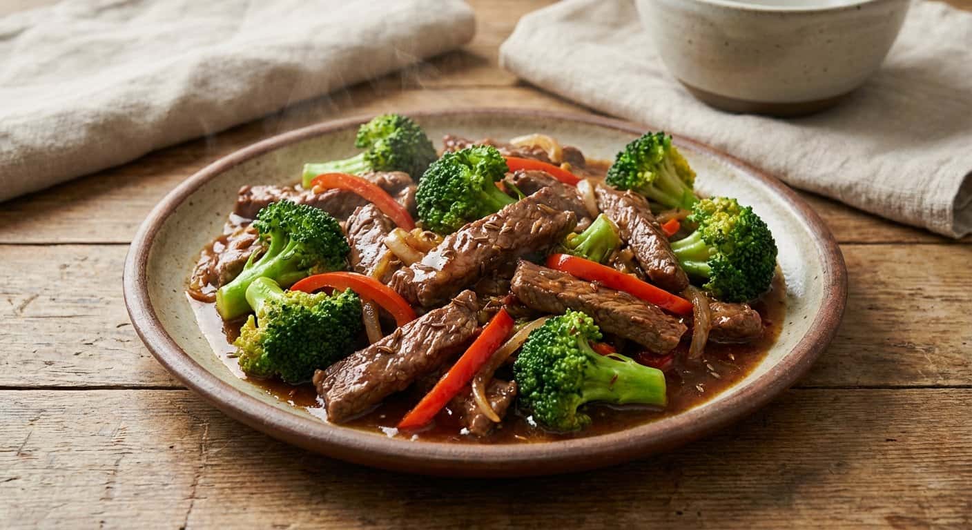 Ternera Salteada con Brócoli y Comino