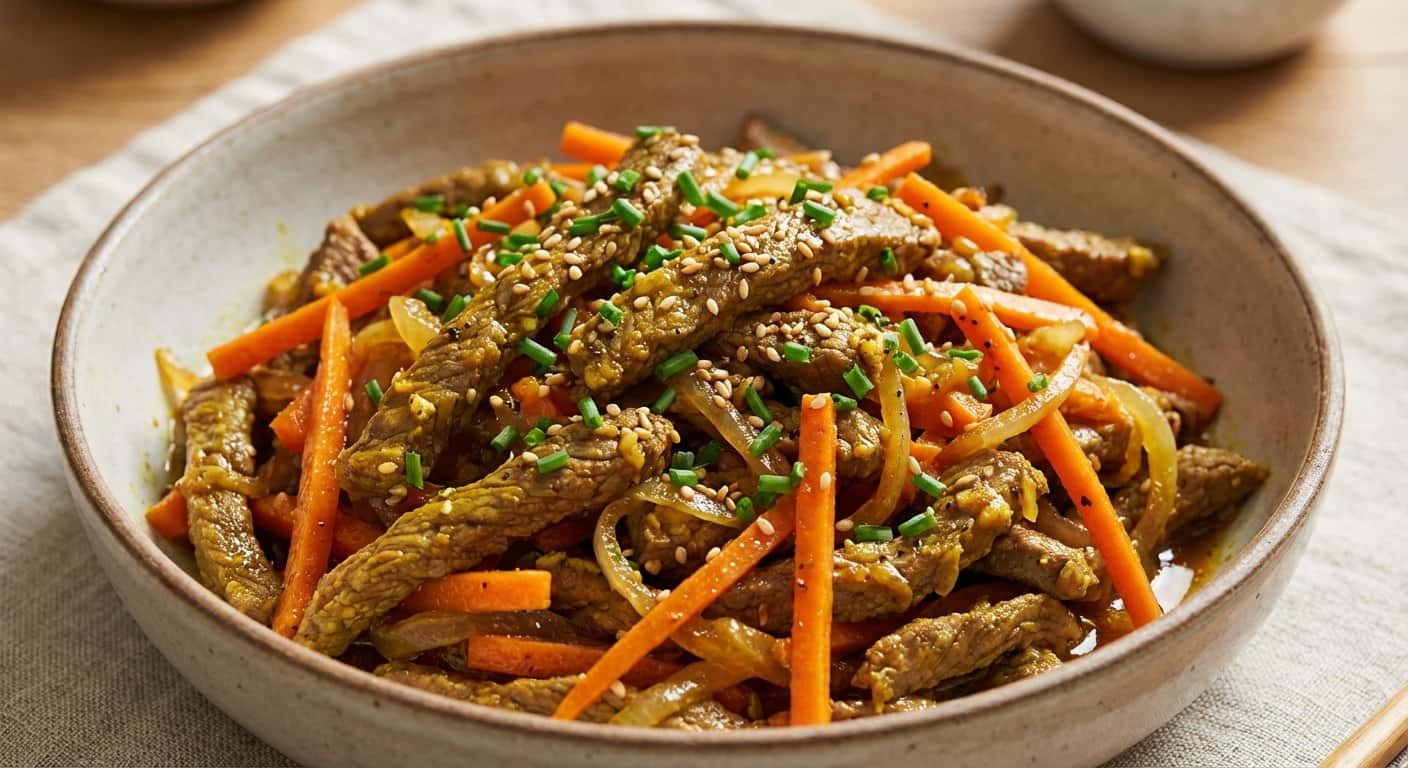 Ternera Salteada con Zanahoria y Cúrcuma