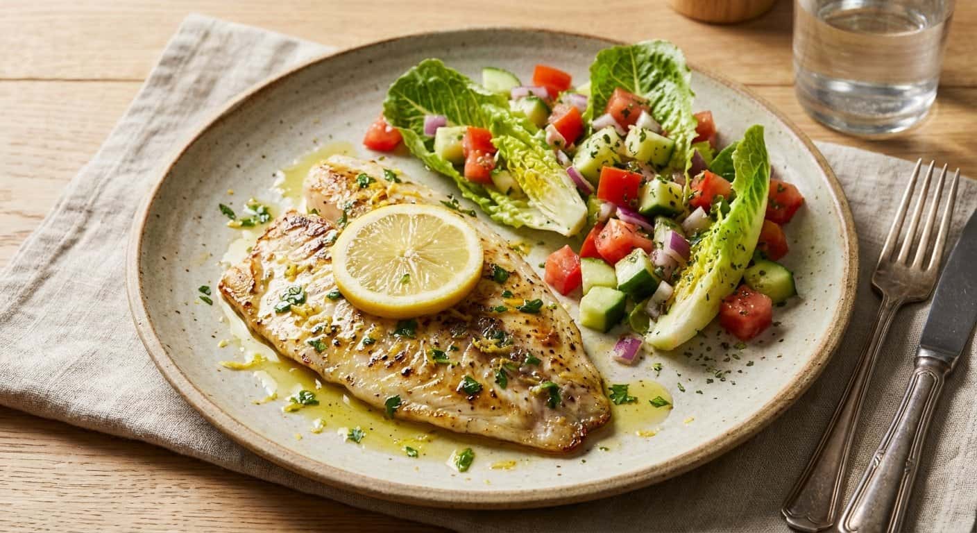 Tilapia con Limón y Ensalada Fresca