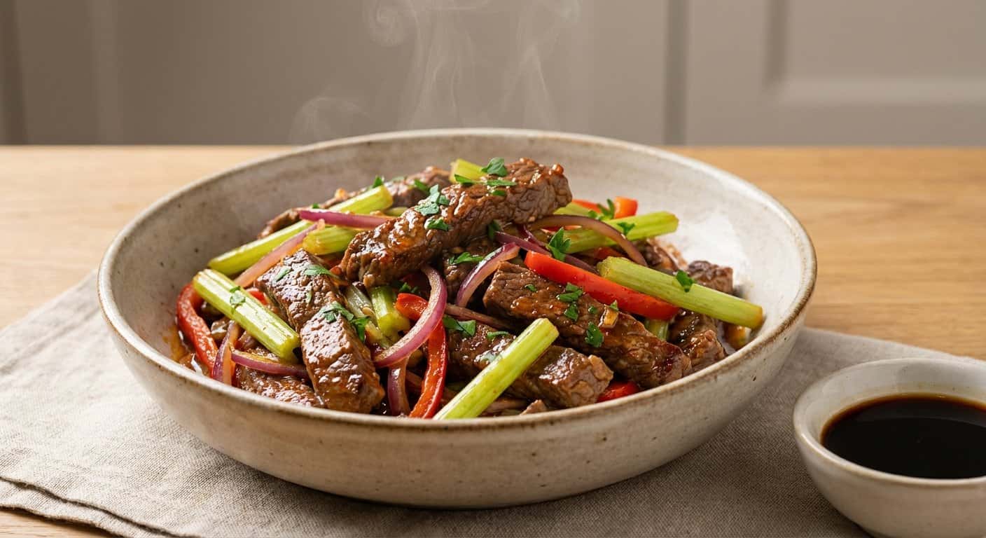 Tiras de Ternera Salteadas con Apio