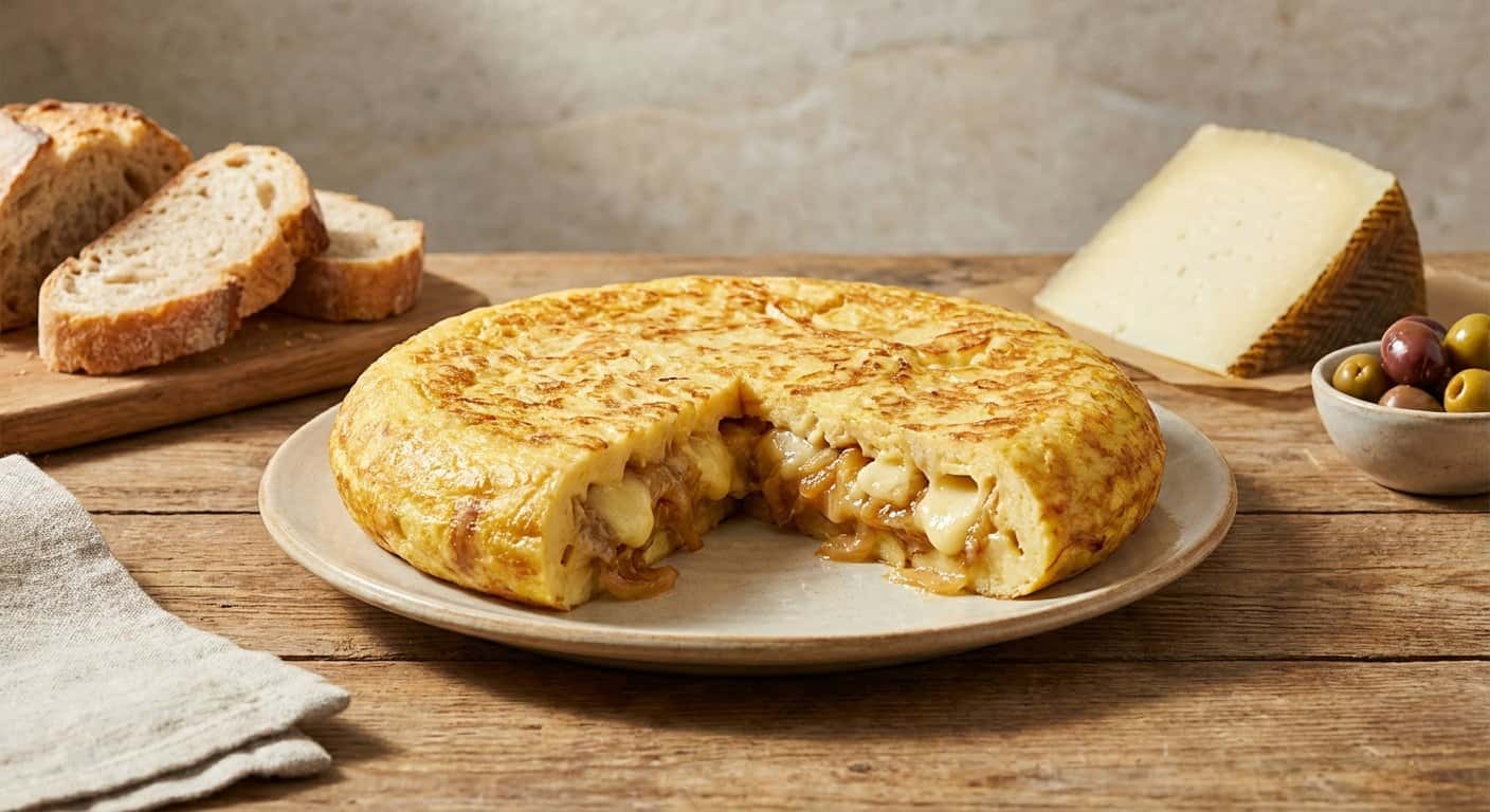 Tortilla de Cebolla y Queso Curado