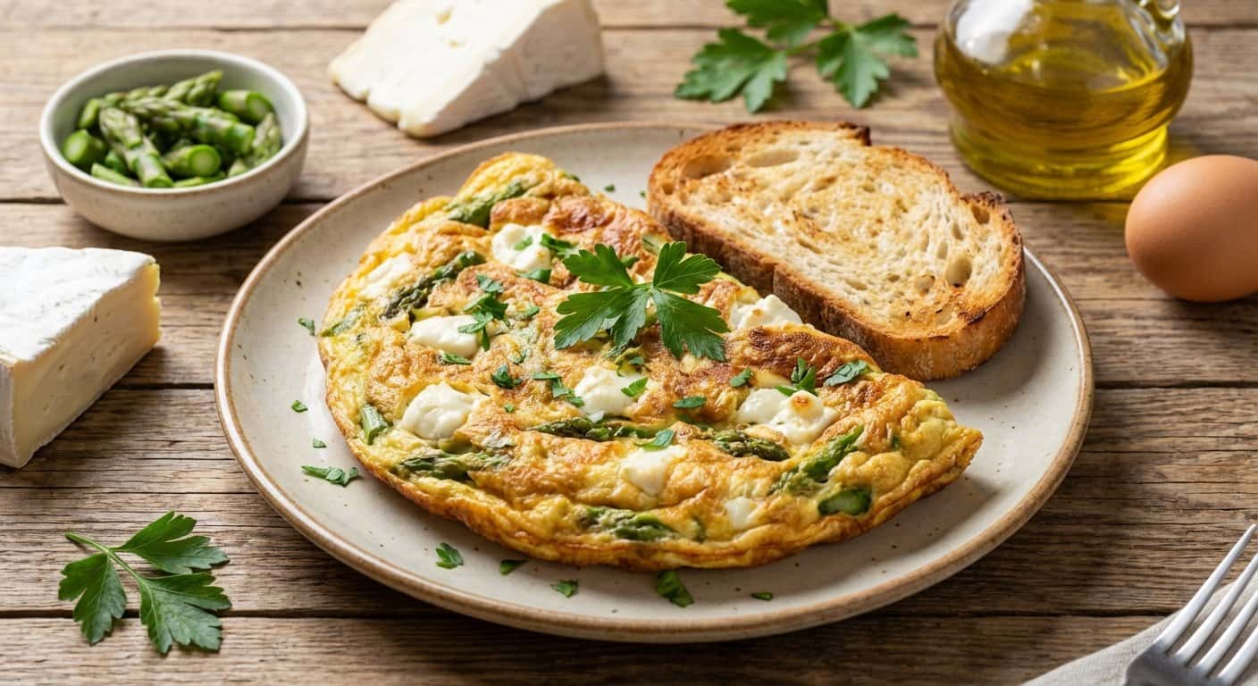 Tortilla de Espárragos y Queso Fresco
