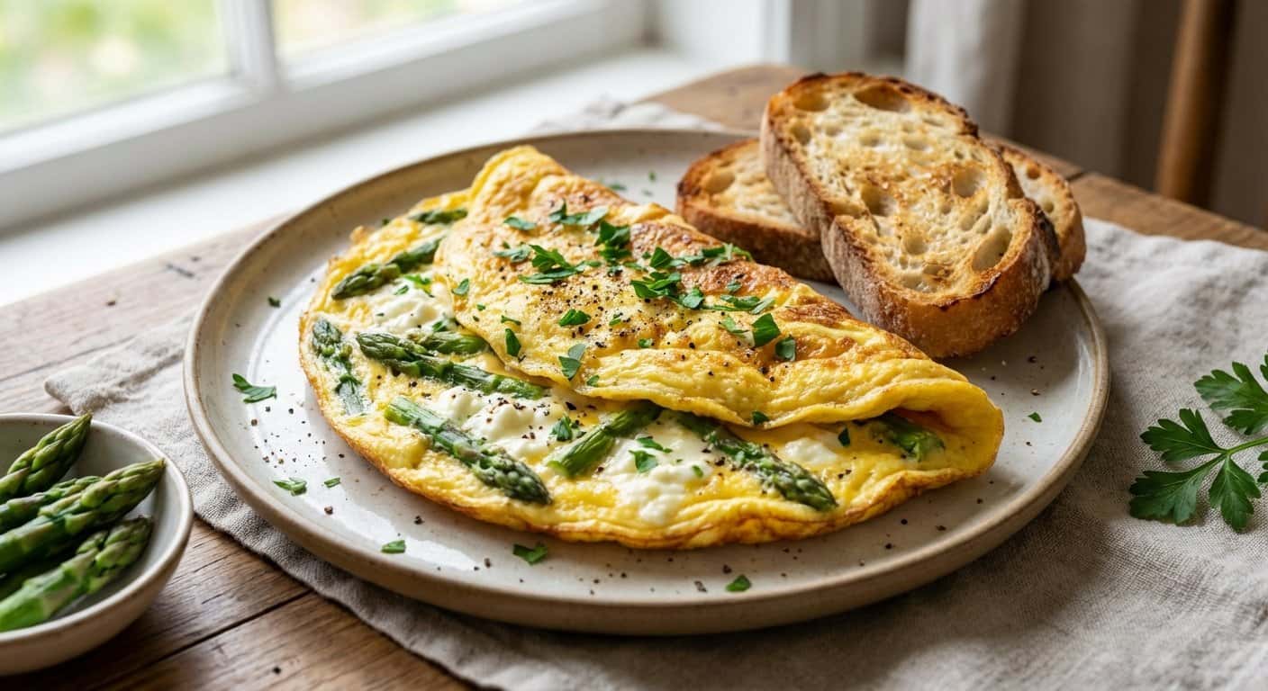 Tortilla de espárragos y requesón