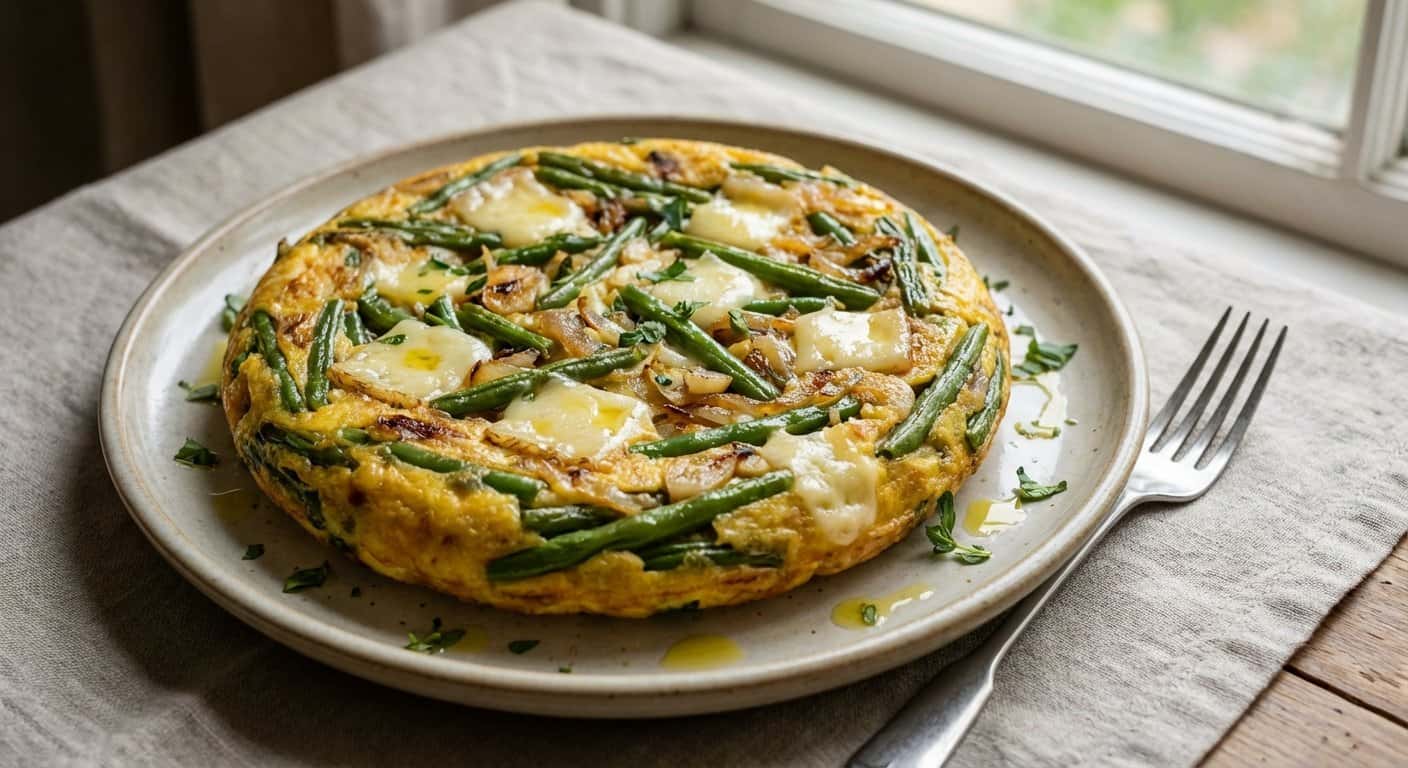 Tortilla de judías verdes y queso curado