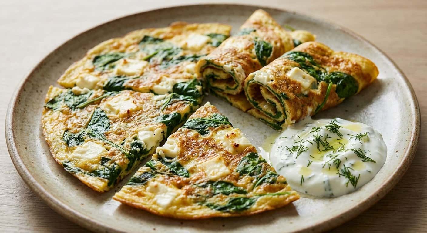Tortilla Fina de Espinacas y Queso Feta sin Harina