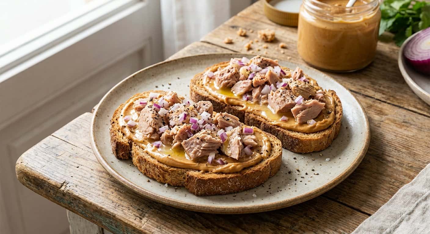 Tostada de Atún con Mantequilla de Cacahuete