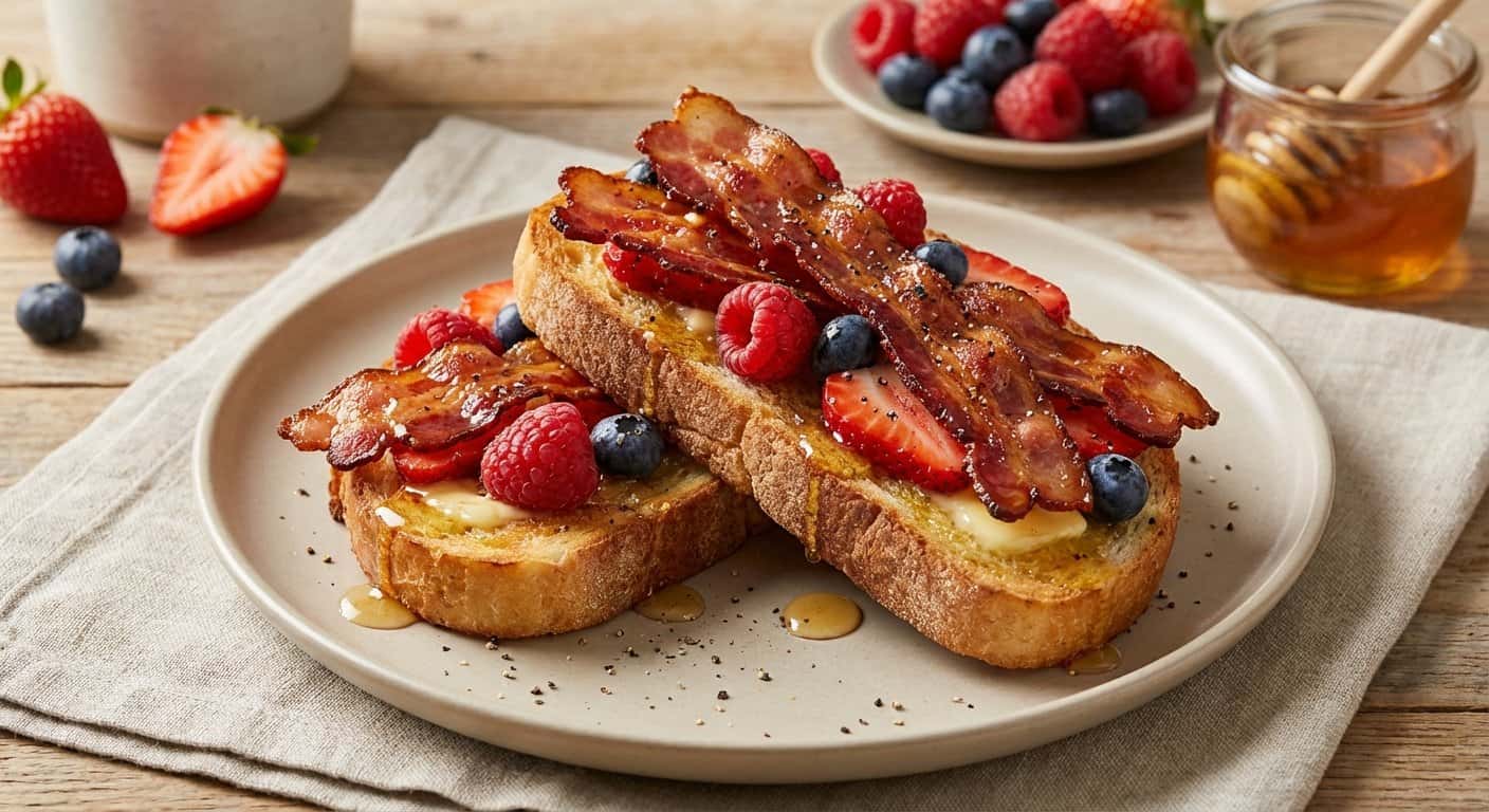 Tostada de Bacon con Frutos Rojos