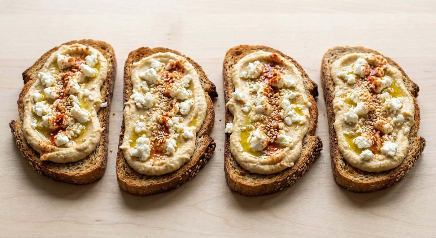 Tostada de Hummus con Queso Fresco