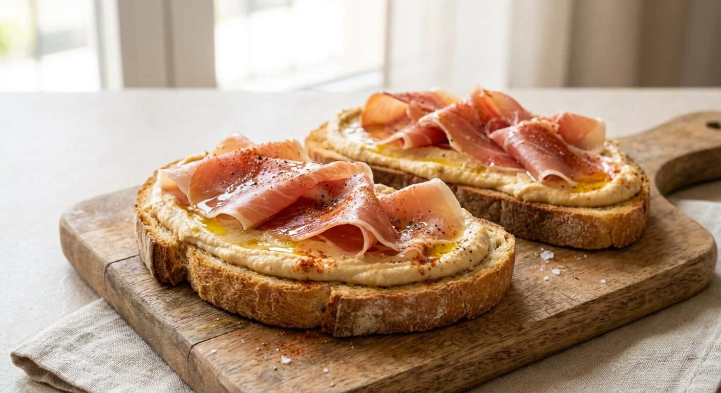Tostada de Jamón con Hummus