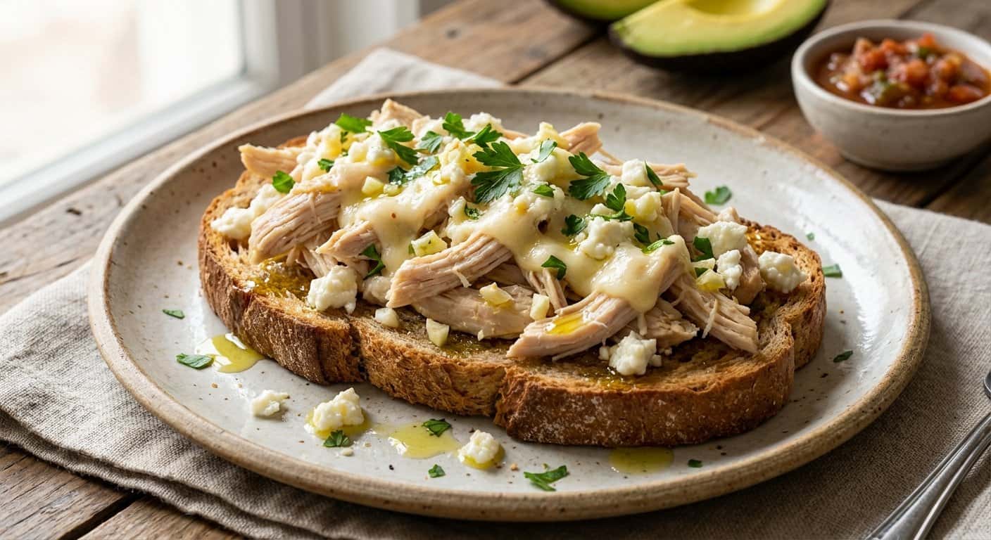 Tostada de Pollo con Queso Fresco
