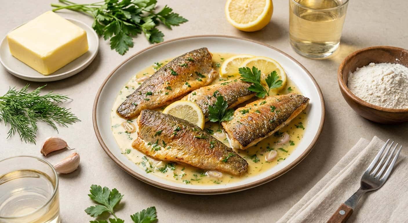Trucha a la mantequilla con salsa ligera
