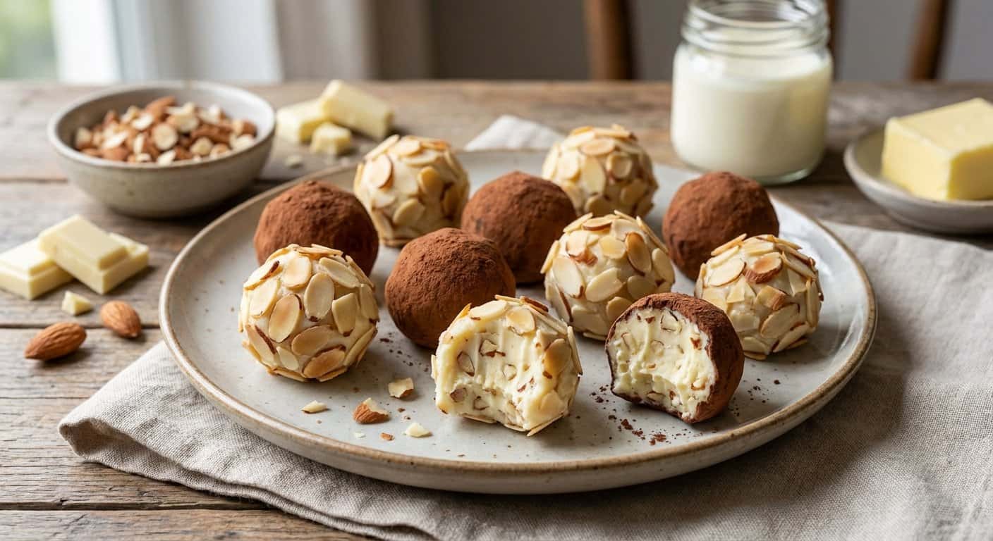 Trufas de Chocolate Blanco y Almendra