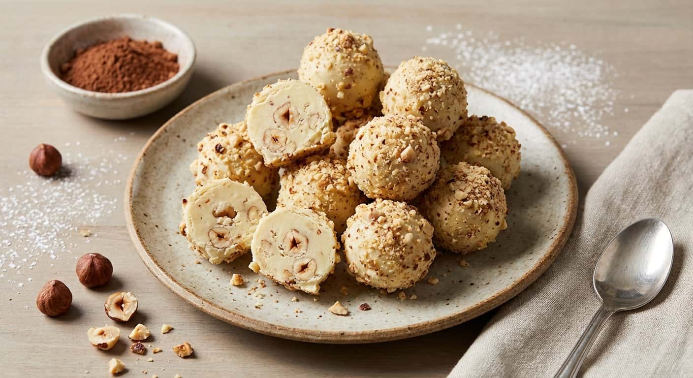 Trufas de chocolate blanco y avellana