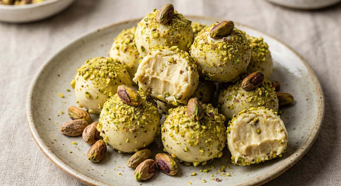 Trufas de Chocolate Blanco y Pistacho