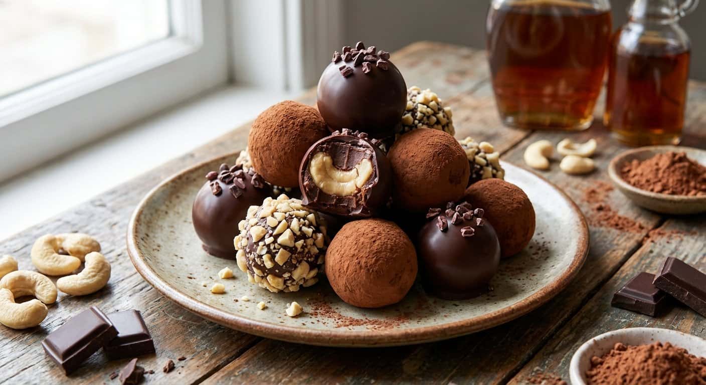 Trufas de Chocolate Negro y Anacardo