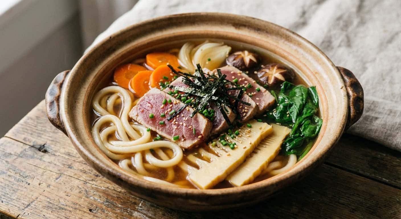 Udon Nabe con Atún y Brotes de Bambú