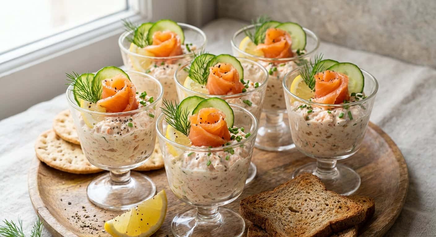 Vasitos de Crema de Queso y Salmón