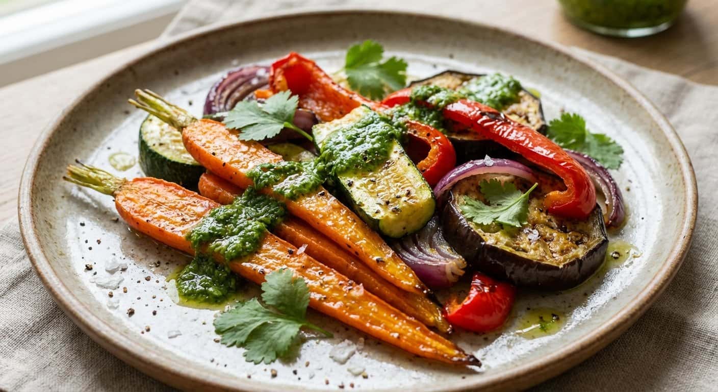 Verduras al Horno con Cilantro y Vinagreta