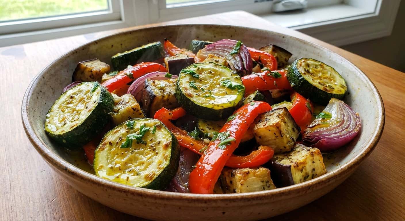 Verduras al horno con orégano y salsa de limón