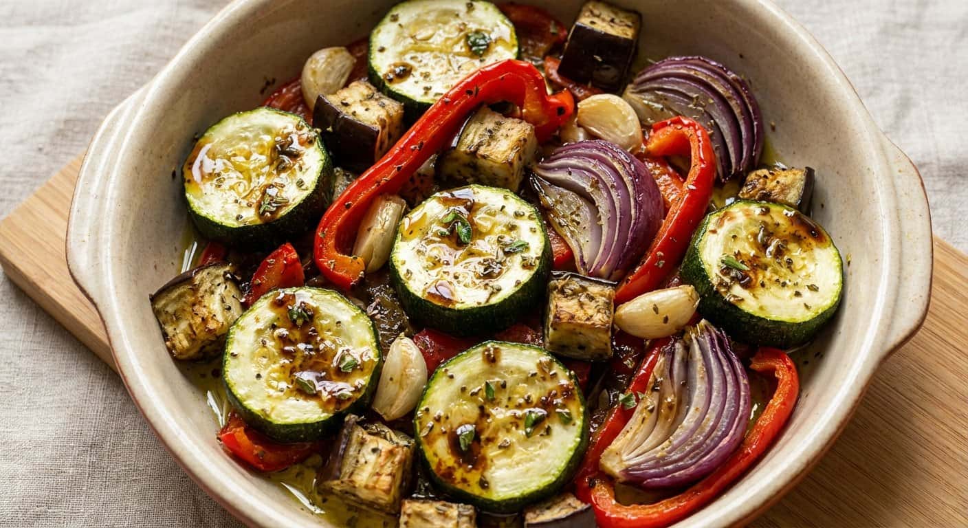 Verduras al horno con orégano y vinagreta