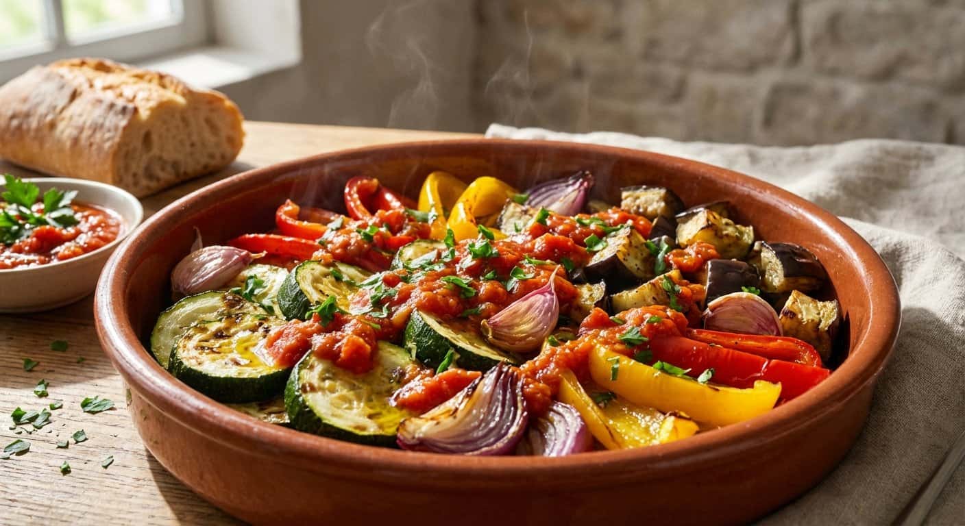 Verduras al Horno con Perejil y Salsa de Tomate