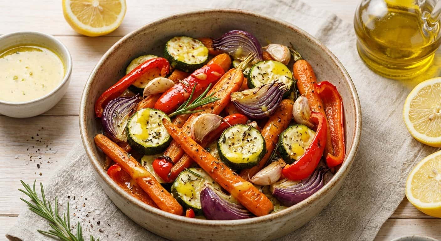 Verduras al Horno con Romero y Salsa de Limón