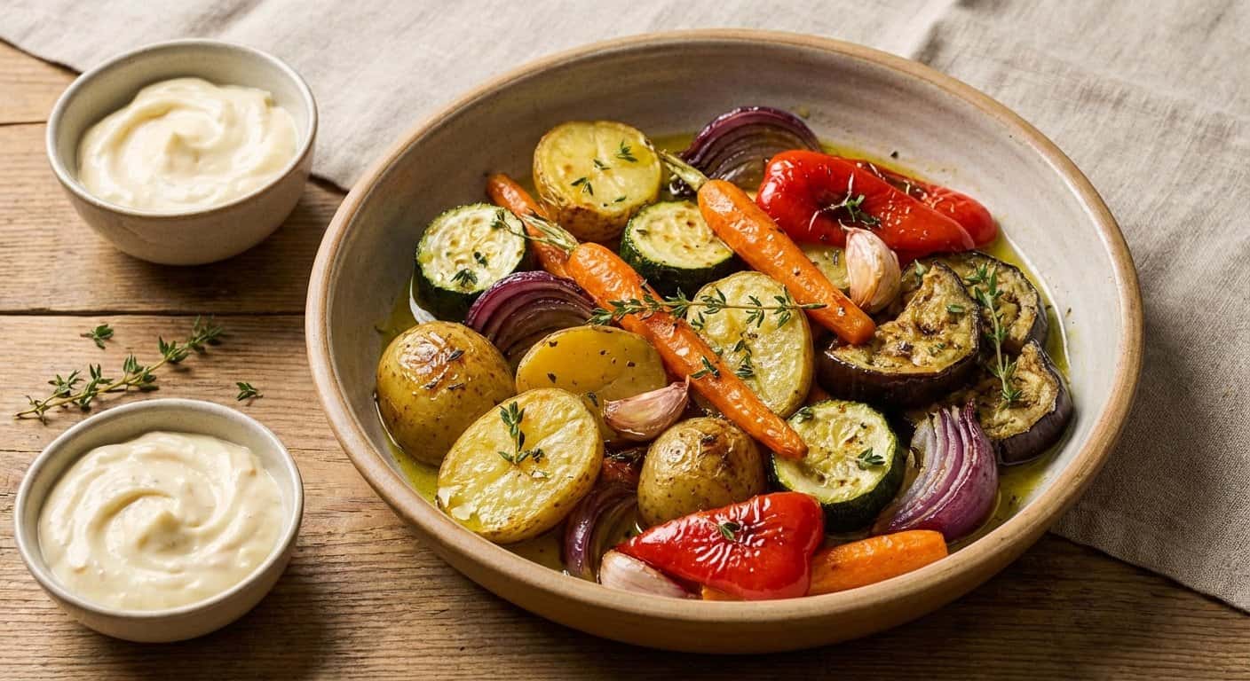 Verduras al Horno con Tomillo y Alioli