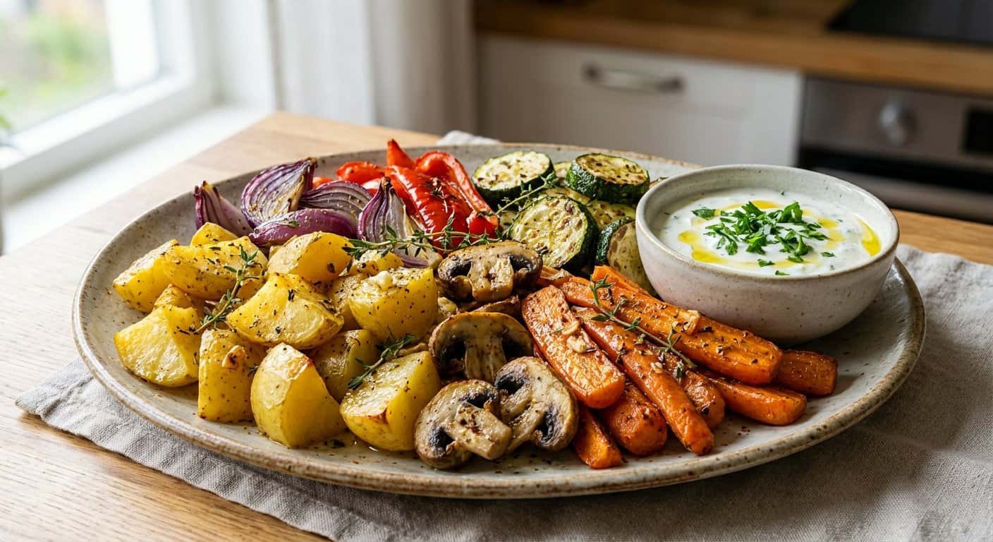Verduras al Horno con Tomillo y Salsa de Ajo