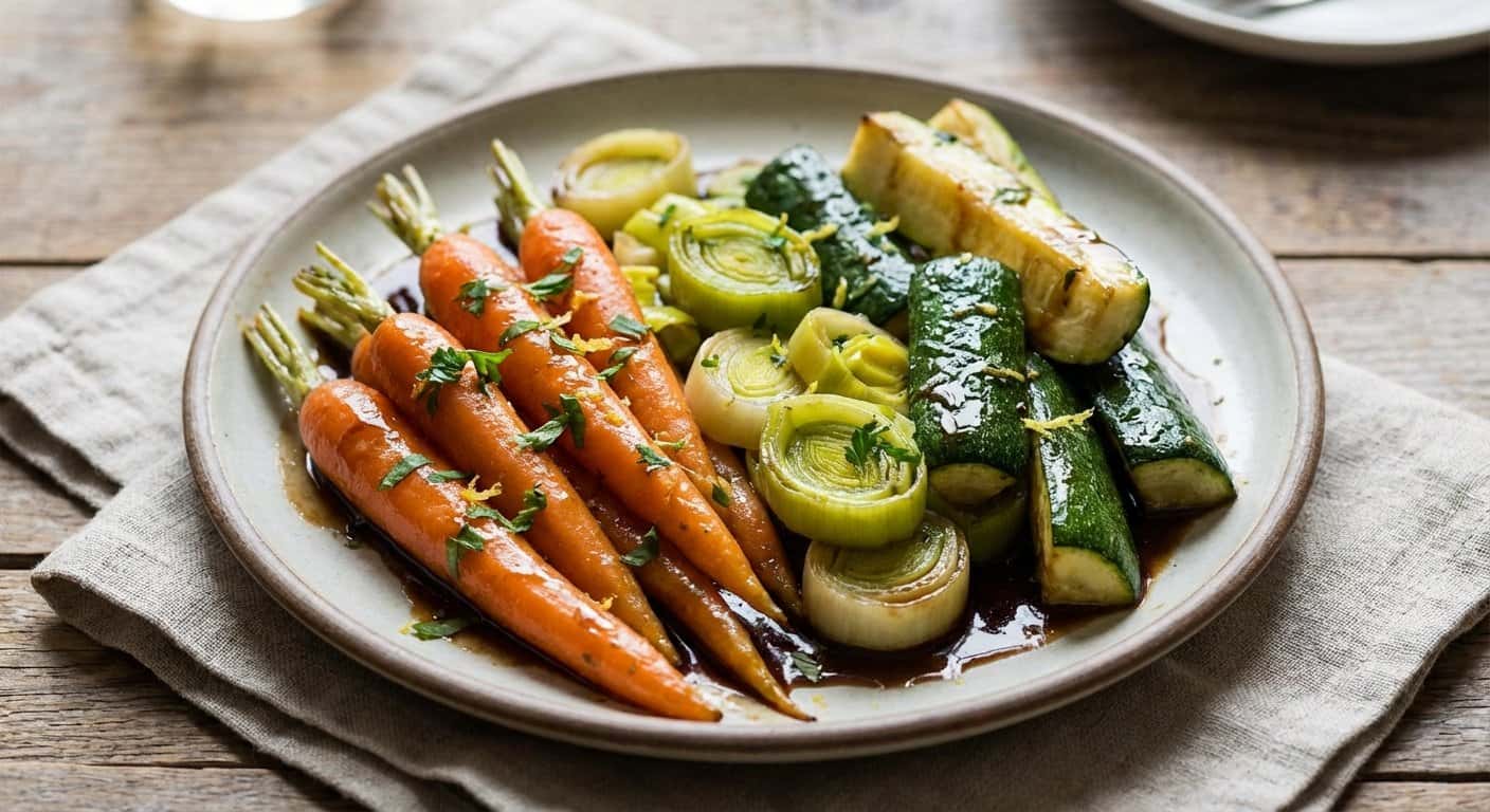 Verduras Glaseadas con Jugo Vegetal Reducido