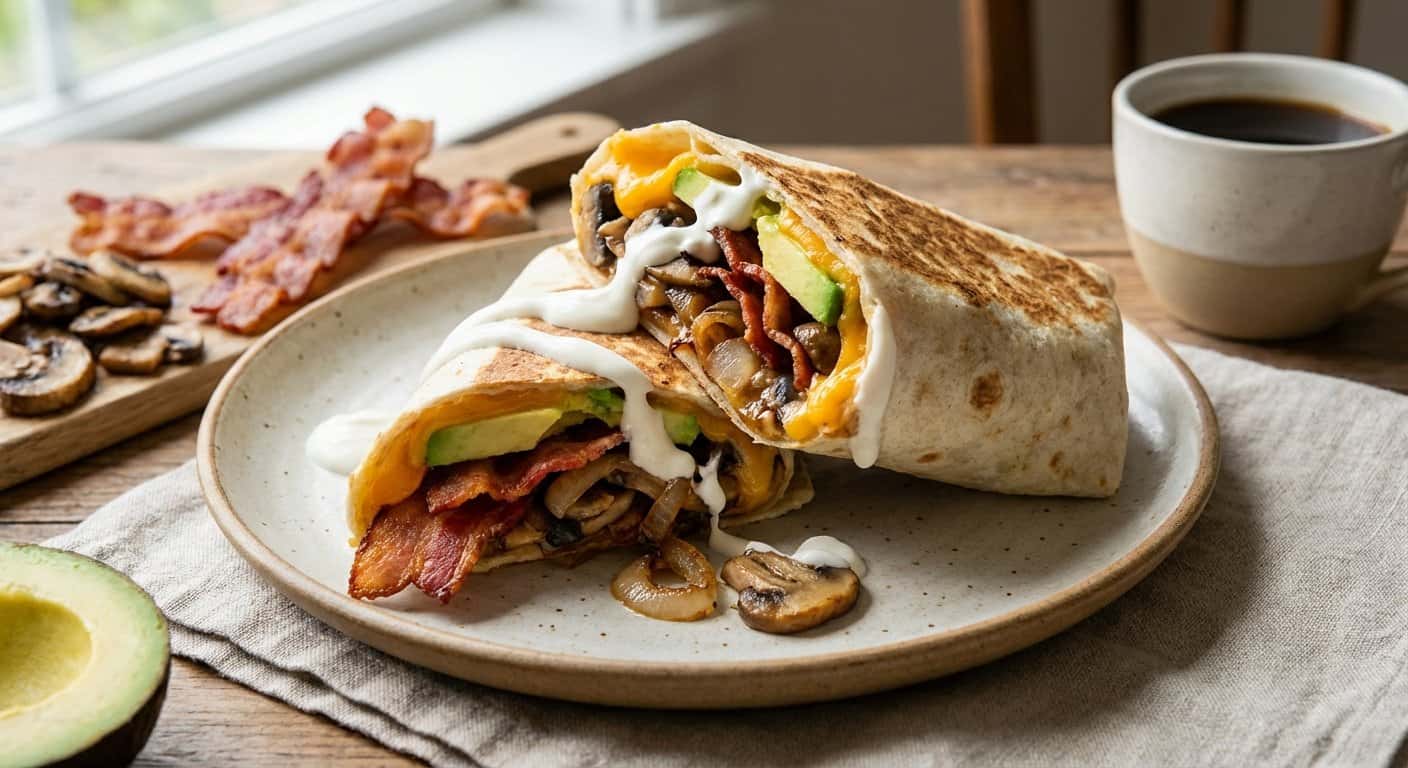 Wrap de Bacon con Champiñones