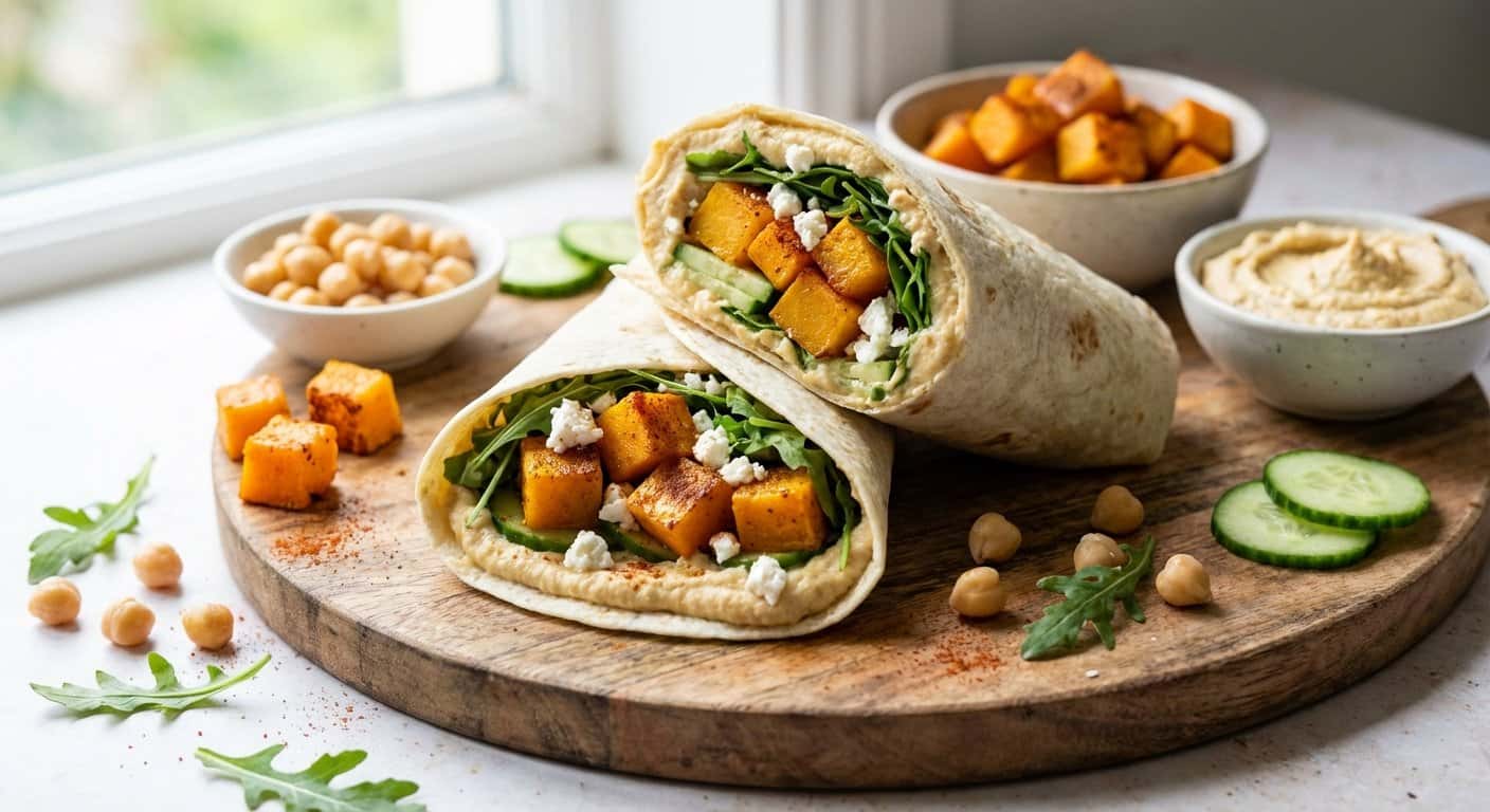 Wrap de Hummus con Calabaza Asada