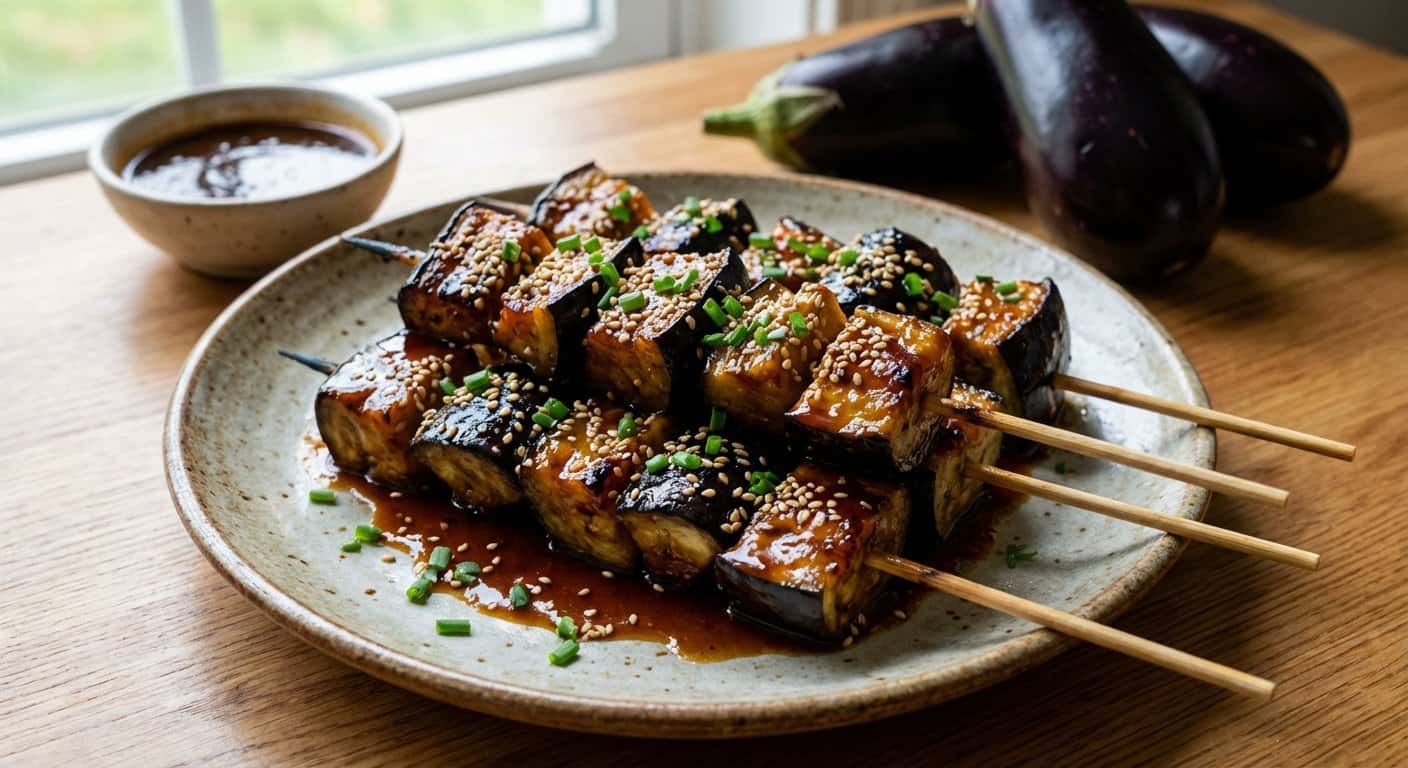 Yakitori de Berenjena con Salsa Tare